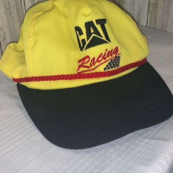 Vintage CAT Racing Hat 90s Snapback Cap David Green NASCAR Caterpillar - Picture 1 of 6